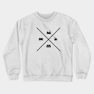 Gato & Preguiça, Livros & Café Crewneck Sweatshirt